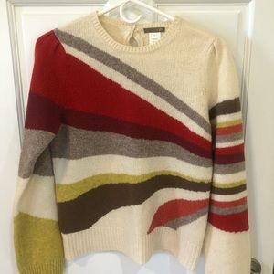 Women’s J Crew size m wool  cream and multicolor abstract design sweater